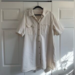 Universal Thread Off-White Button-Up Shirt Dress